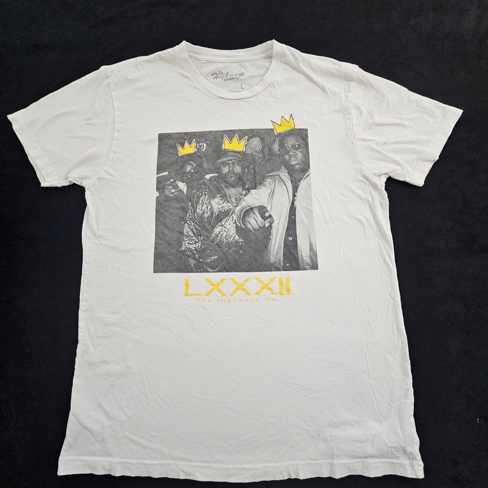 Biggie Tupac Highways Clothing White Short Sleeve Cotton T-Shirt Men's L